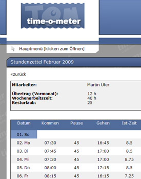 Flexible Zeiterfassung, Projektauswertung und Arbeitszeitplanung mit Time-O-Meter